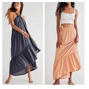 NEW Free People Beach Convertible Wrap Maxi Skirt/Dress XS Orange